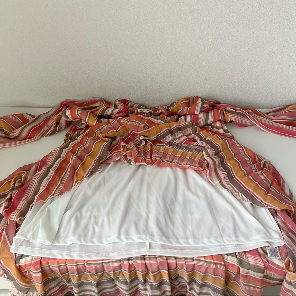 Indigo Rose Striped Wrap Dress 3X Beach Boho Romantic Tie Waist Flowy Feminine - Picture 7 of 9